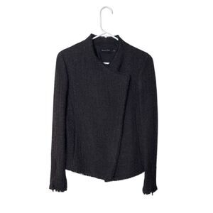 Massimo Dutti Womens Asymmetrical Wool Blend Jacket With Zippers